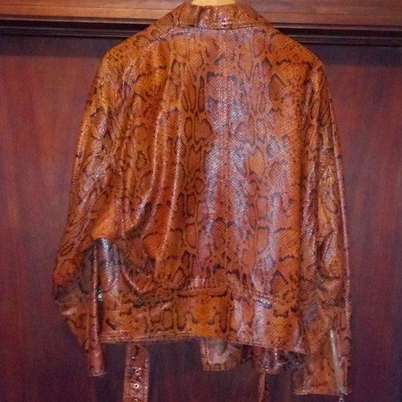 Gianni Versace Python Leather Biker Jacket - Picture 3 of 12